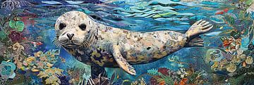 Malen unter Wasser Meeresleben von Abstraktes Gemälde