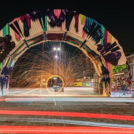 Staalwol slingeren op de NDSM-werf in Amsterdam van Jeroen de Jongh