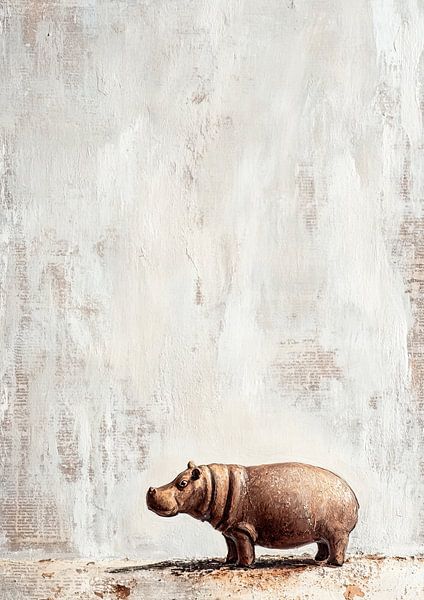 Hippopotame abstrait en beige par Caprices d'Art