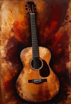 Akoestische gitaar abstracte kunst van MIROKKU