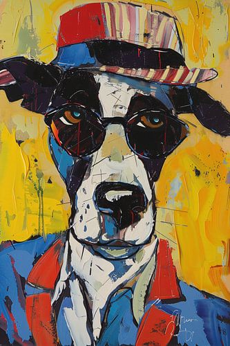 Pop Art Hond met Zonnebril en Hoed