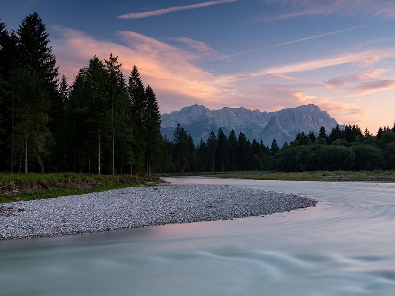 View of the Zugspitze from the Loisach river by Andreas Müller