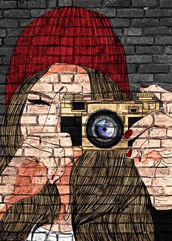 Fotografin Graffiti mit Mütze