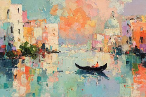 Venetiaanse gondel in pastelkleuren