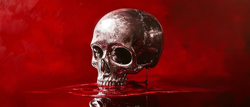 Crâne dans l'eau sur fond rouge par Poster Art Shop