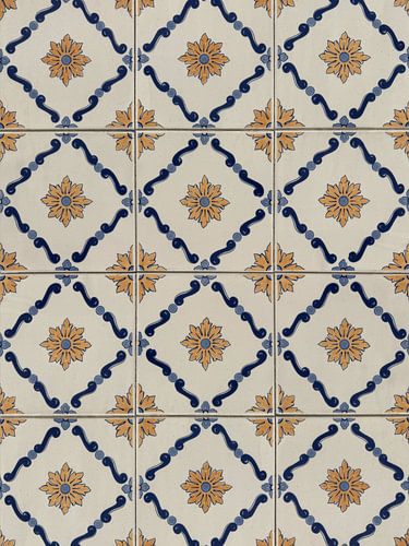 Traditional Portuguese wall tiles with a floral pattern