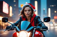 beautiful girl with santa claus costum