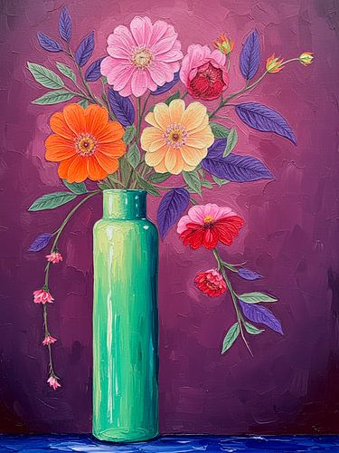 Farbenfrohe Kontraste: Modernes Pop Art Blumenstillleben