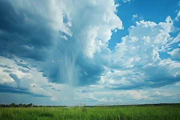weiland met dramatische wolkenlucht van Egon Zitter