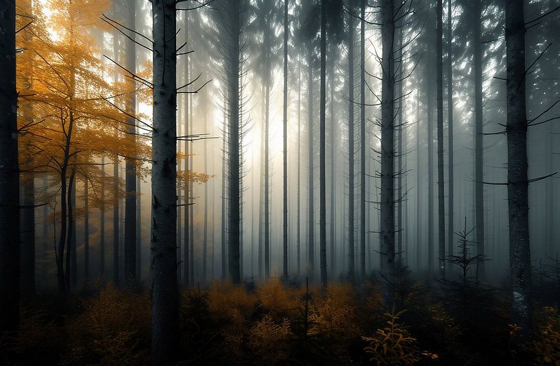 Betoverende bomen in het herfstlicht van fernlichtsicht