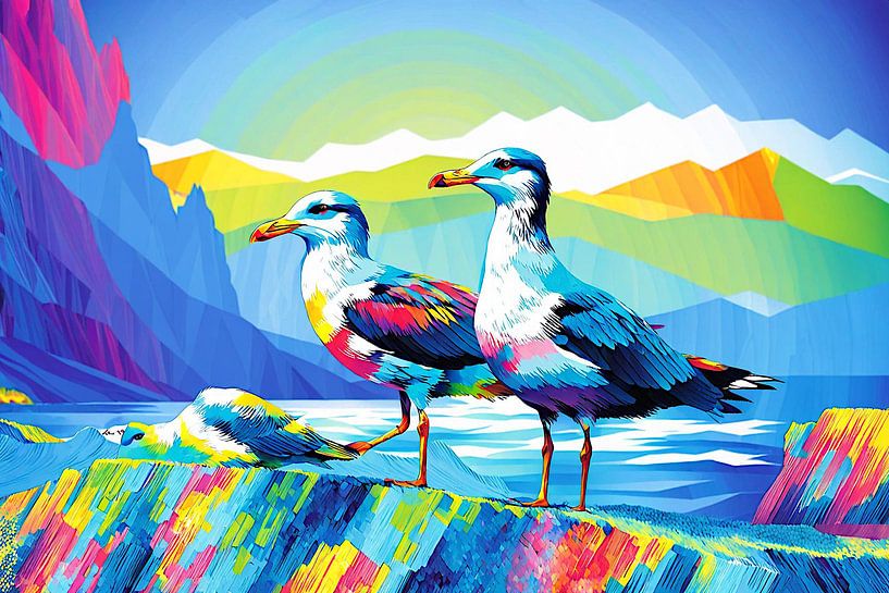 Zwei Möwen (Moderne Kunst) von Hans Levendig (lev&dig fotografie)