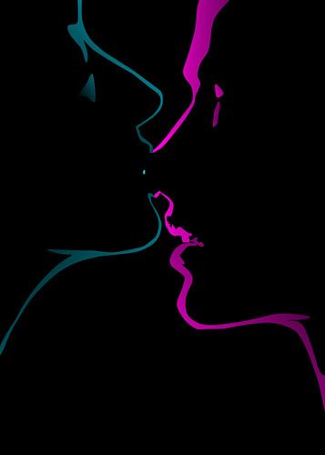 Man and woman blue pink