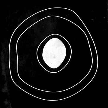 Abstracte geometrische zwarte en witte cirkels 9 van Dina Dankers