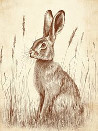 hare in the field by Franka Poulain