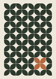 Motif géométrique de style « Mid-Century Modern » rehaussé d'une touche de terre cuite