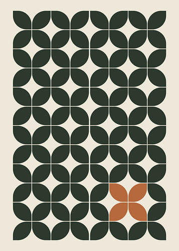 Mid-Century Modern Geometric Pattern with Terracotta Accent