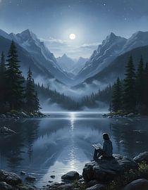 Bergsee im silbernen Mondlicht von Regan Frederick