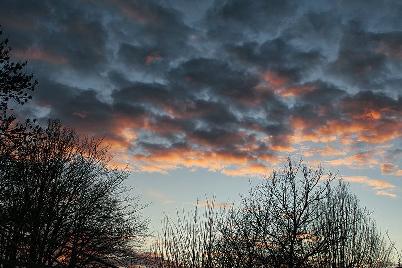 March sunset with dramatic looking sheep clouds by Jolanda de Jong-Jansen