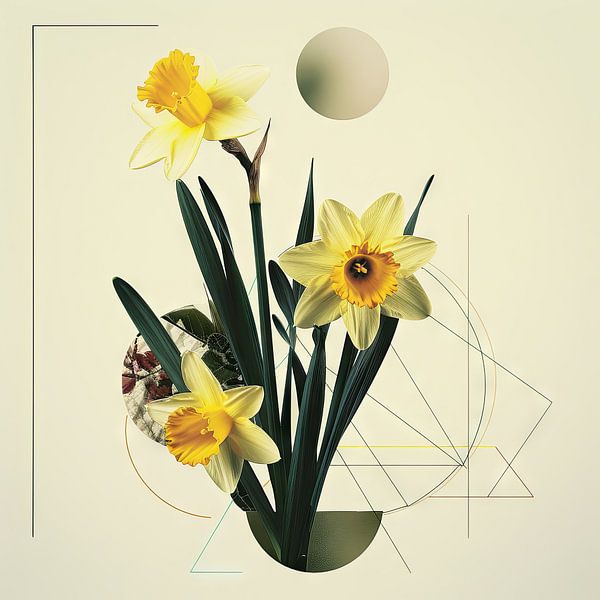 Narcissen - Helder narcissen-kunstwerk van Poster Art Shop