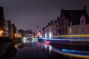 Spiegelrei Kanal Brügge - Winterglühen - Lichtspuren