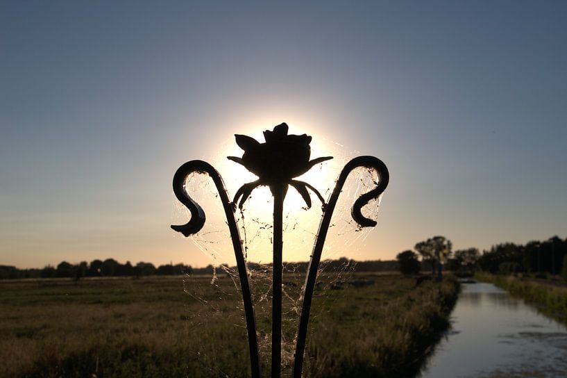 Avondzon door hek par Aad van der linden