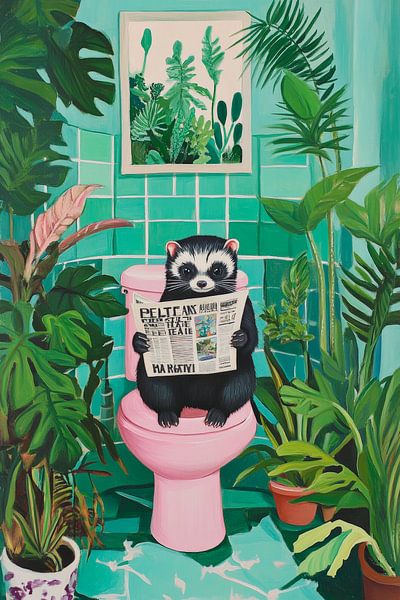 Ours aux toilettes avec journal par Poster Art Shop