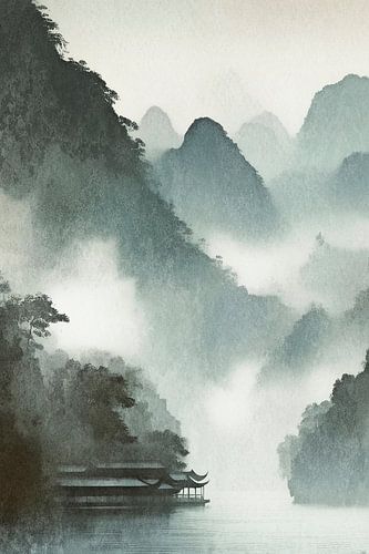 Aziatisch regenwoud in de mist