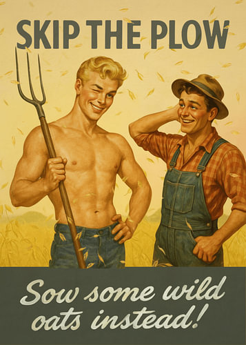Skip the Plow, Sow Some Wild Oats Instead Gay Farmer Poster