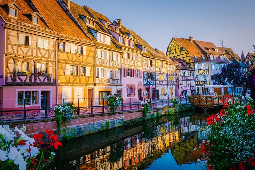 Colmar France during evening,Petite Venice, water canal, and traditional half timbered houses by Fokke Baarssen