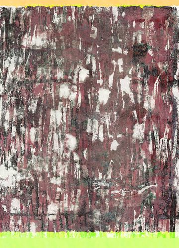 Moderne abstracte kunst. Organische vormen in aardetinten en neongeel