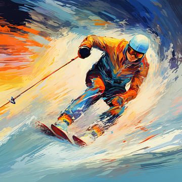 Adrenaline op Sneeuw: Abstracte Wintersport Kunst van Surreal Media