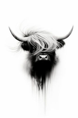 Scottish Highlander Harmony in Black and White