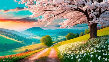 Landscape with flowers by Mustafa Kurnaz