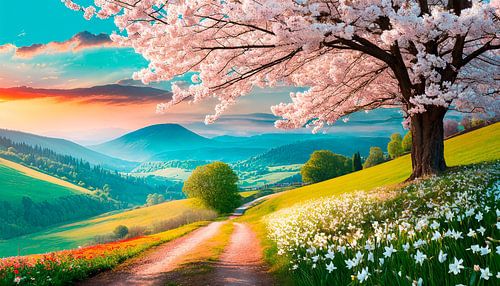 Landschap met bloemen