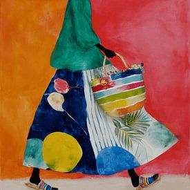 Sunset Shopper, colourful portrait by Carla Van Iersel