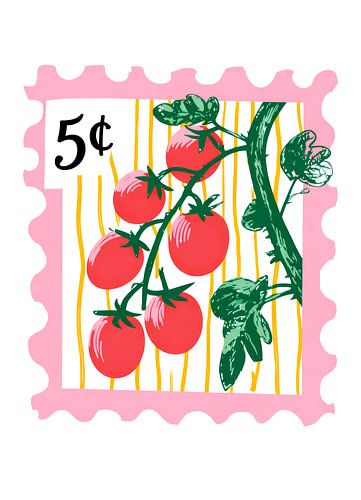 Illustratie van een vintage tomatenstempel van haroulita