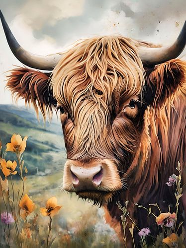 Majestic Beauty: Scottish Highlander in Pastel