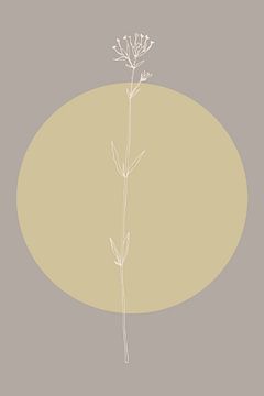 Japandi. Boho botanische bloem in goud en taupe nr. 3 van Dina Dankers