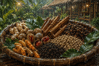 Heavy Rain on a Traditional Spice Basket I Indonesia I Rain Collection