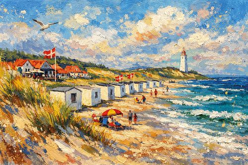 Blokhus in Denemarken, een impressionistisch schilderij.