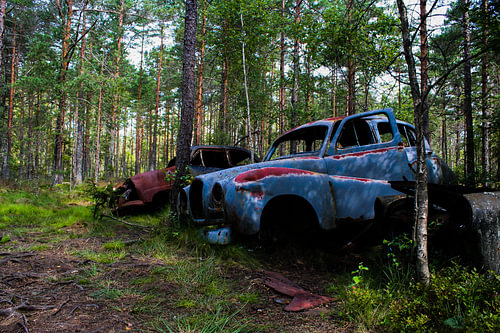 car graveyard still life  in sweden