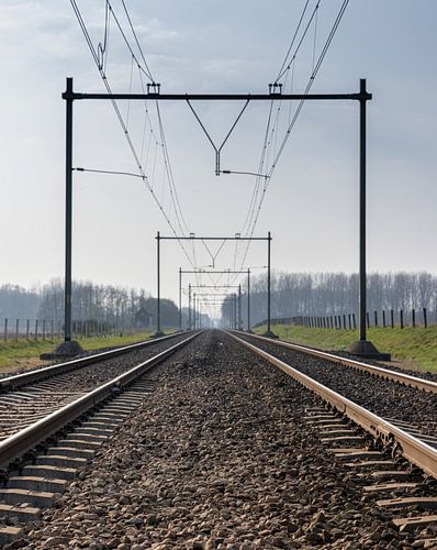 Infinite Railway in Rural Landscape