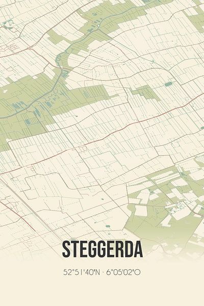 Vintage map of Steggerda (Fryslan) by Prints of Place