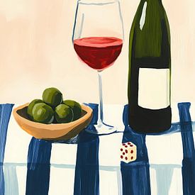 Wine and Olives Still Life by IamHome Studio