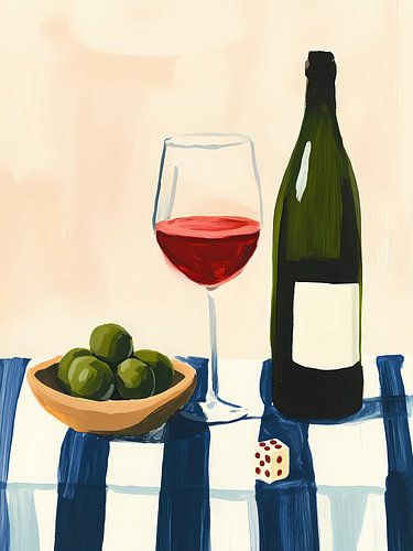 Wine and Olives Still Life
