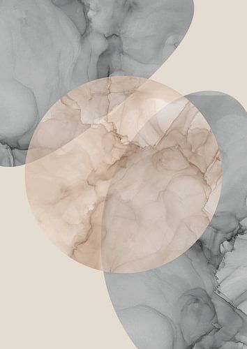 Collage de formes aquarellées à l'aspect marbré