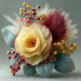 fleur jaune avec de l'eau et du glaçage sur Gelissen Artworks