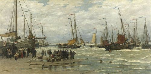 Pinken in de branding van Hendrik Willem Mesdag