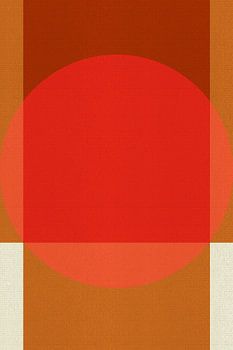 Abstracte 70s retro geometrische kunst in rood en verbrand oranje