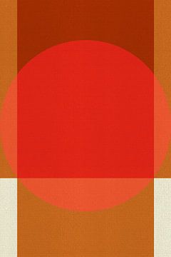 Abstracte 70s retro geometrische kunst in rood en verbrand oranje van Abstract Minimalist Art